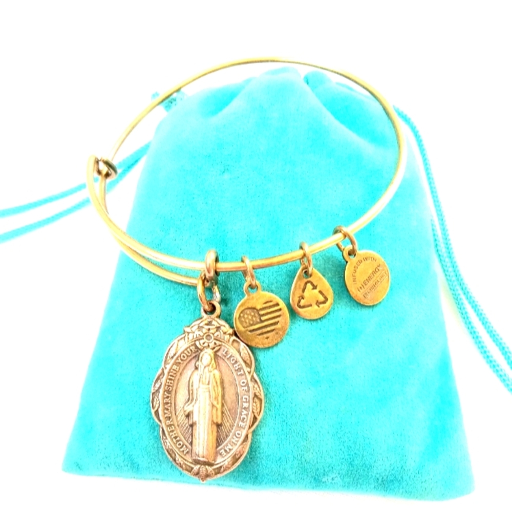 Alex and Ani MOTHER MARY Gold Charms Bangle Bracelet